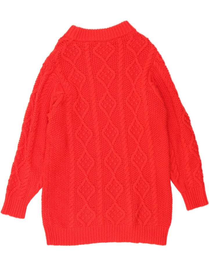 ZARA Womens Longline Crew Neck Jumper Sweater UK 12 Medium Red Nylon Vintage Zara and Second-Hand Zara from Messina Hembry 