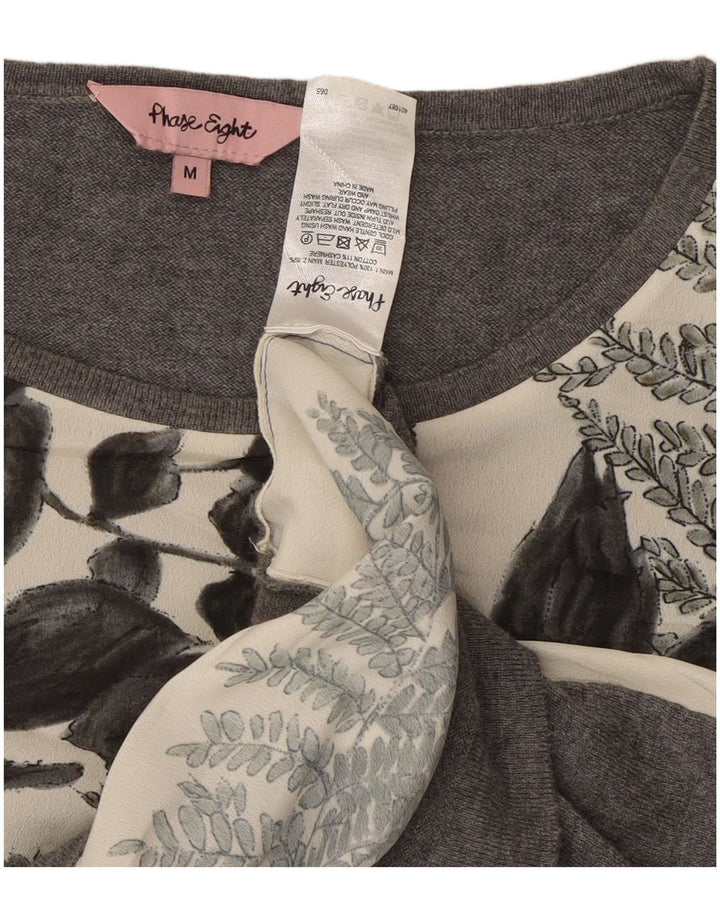 PHASE EIGHT Womens Oversized Blouse Top UK 14 Medium Grey Floral Polyester