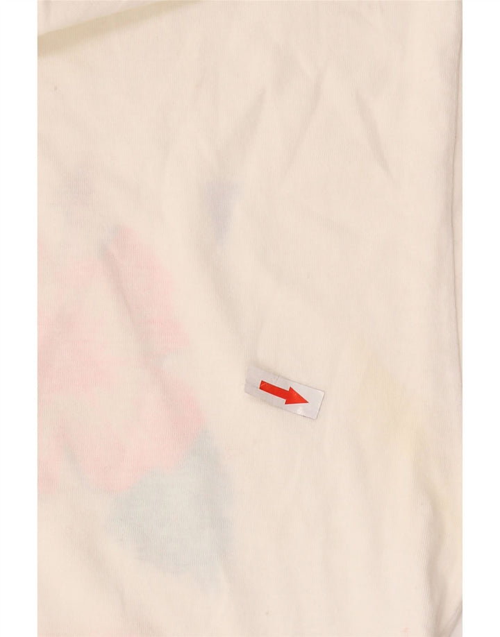 Винтажная мужская футболка с рисунком, топ среднего размера, белый с цветочным принтом