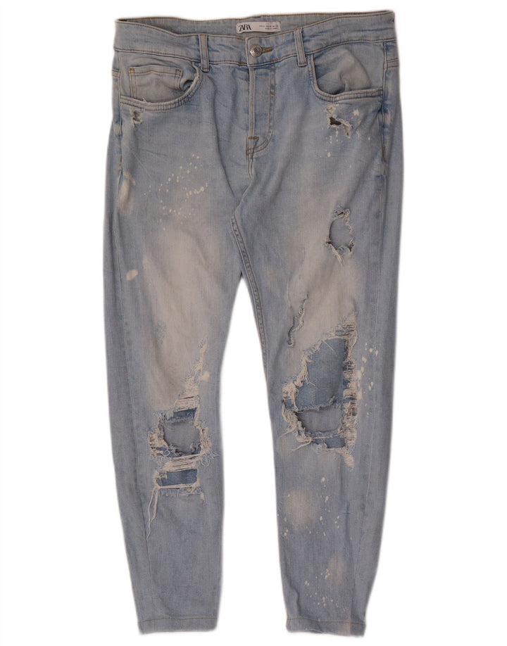 Мужские потертые узкие джинсы Zara EU 42, большие W32 L26, синие