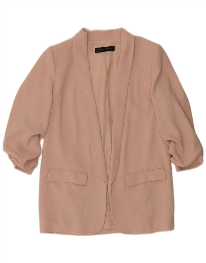 Женский пиджак с открытыми рукавами 3/4 Zara UK 14, средний розовый