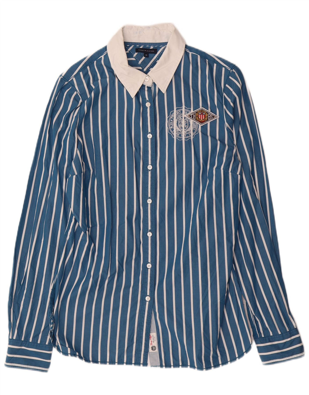 TOMMY HILFIGER Женская рубашка US 10, хлопок в большую синюю полоску