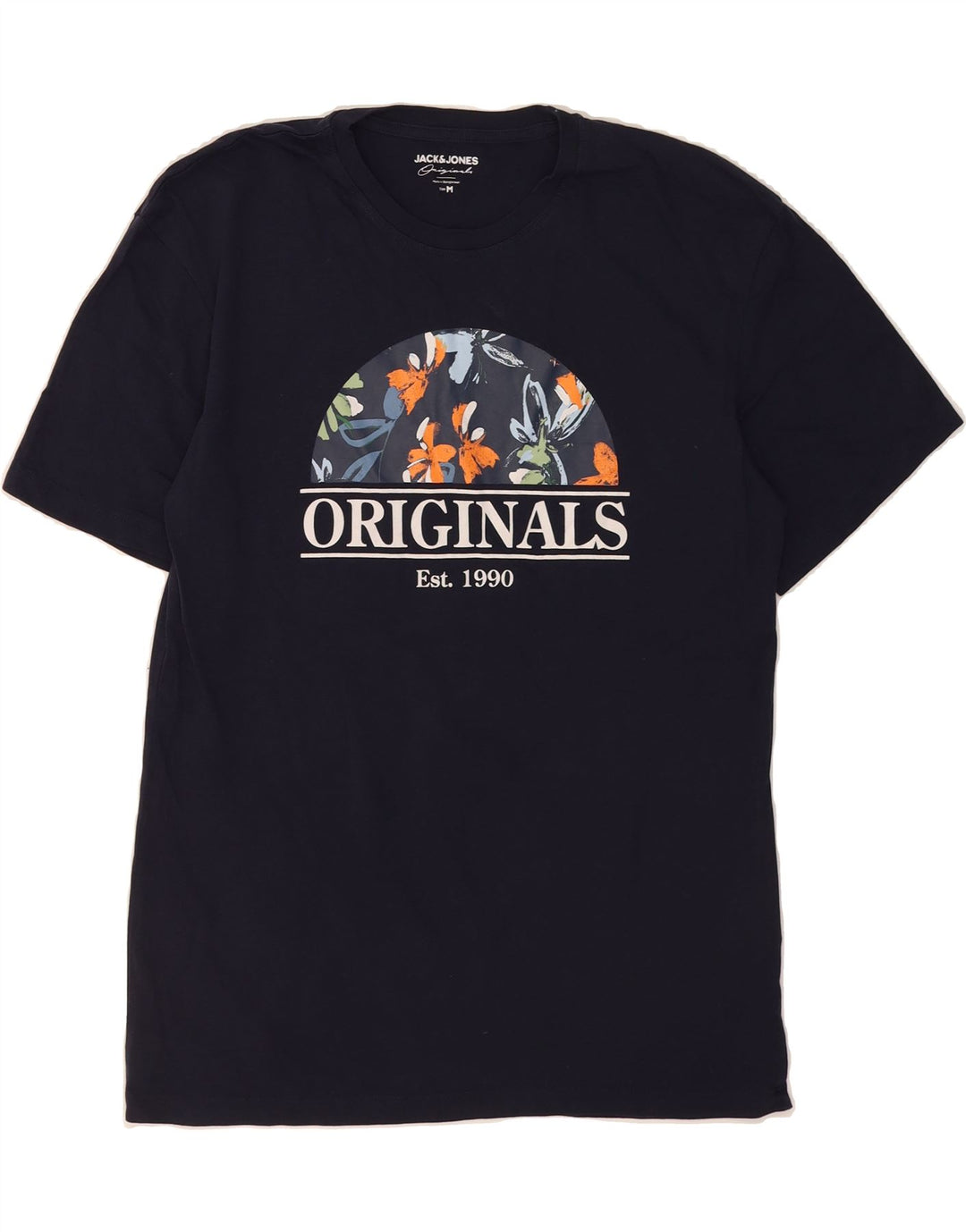 JACK & JONES Mens Graphic T-Shirt Top Medium Navy Blue Cotton Vintage Jack & Jones and Second-Hand Jack & Jones from Messina Hembry 