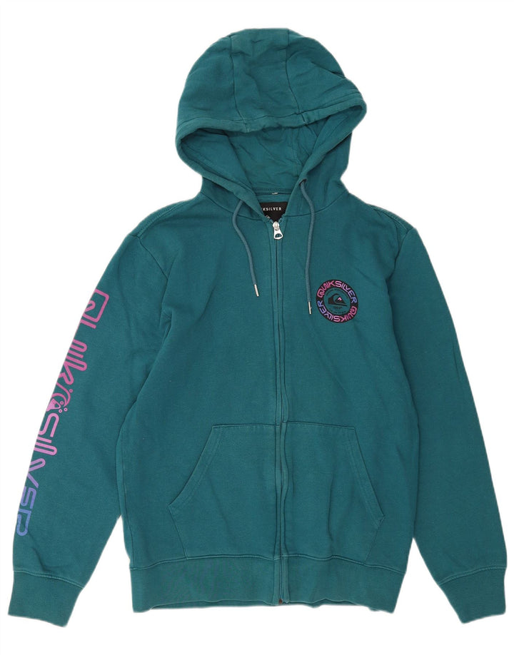 Quiksilver Мужской свитер с капюшоном и молнией с графическим рисунком, хлопковый средний синий цвет