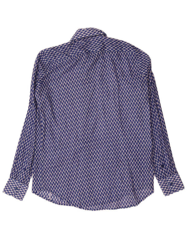 Vintage Mens Shirt Medium Blue Floral