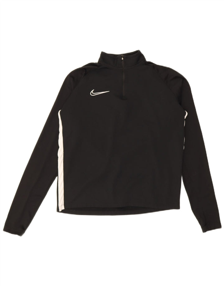 Мужской пуловер с воротником на молнии Nike Dri Fit, спортивный костюм среднего размера, черный с цветными блоками