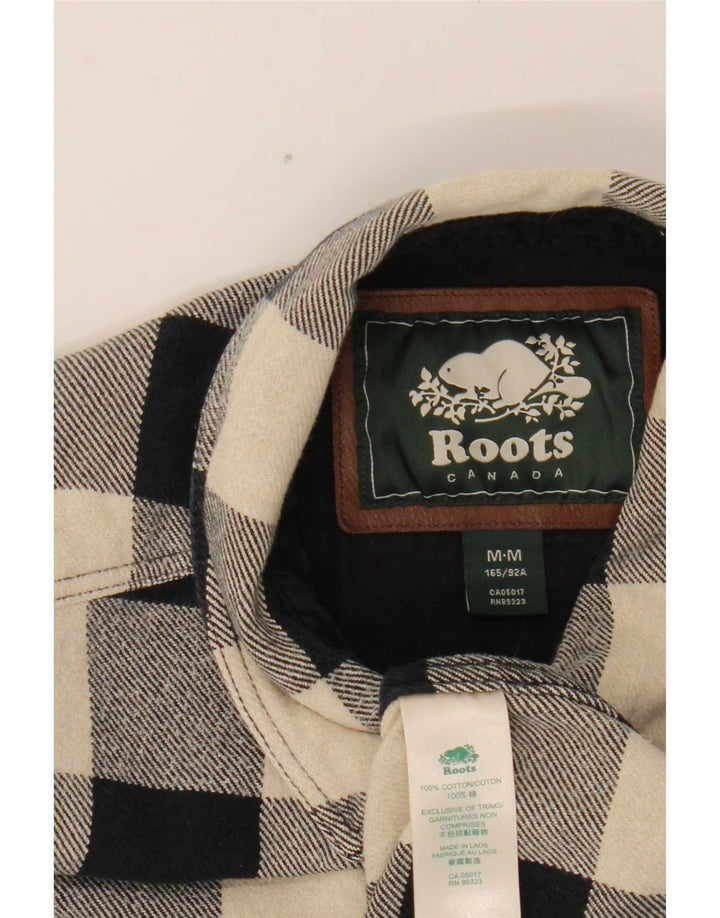 Женская фланелевая рубашка Roots, Канада, Великобритания, 14, средний черный, хлопок в мелкую клетку
