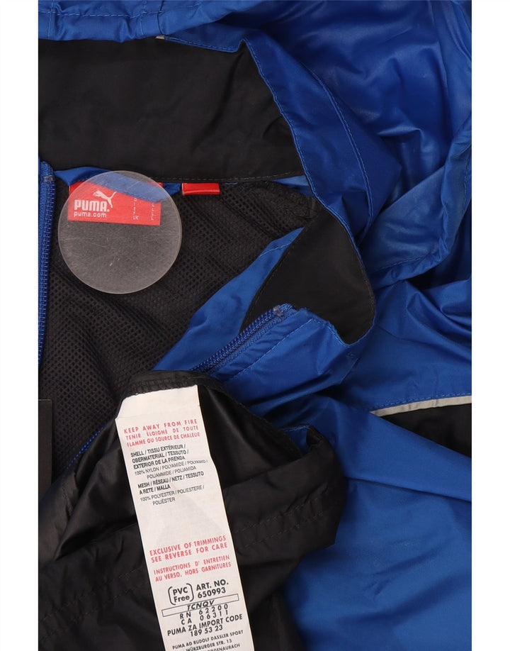 Мужская дождевик с капюшоном Puma UK 40, большой синий нейлон с цветными блоками