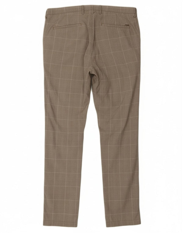 Мужские брюки-чиносы Hugo Boss Slim Fit IT 52 XL W36 L33 серые с узором «гусиные лапки»