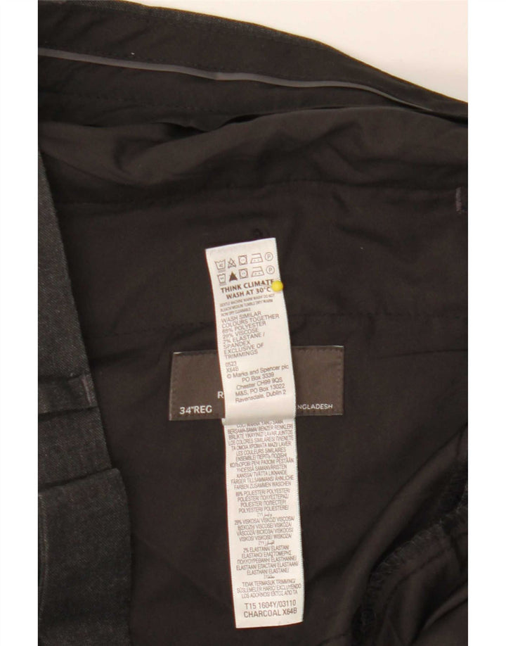 Мужские костюмные брюки классического кроя Marks & Spencer W34 L31, серый полиэстер