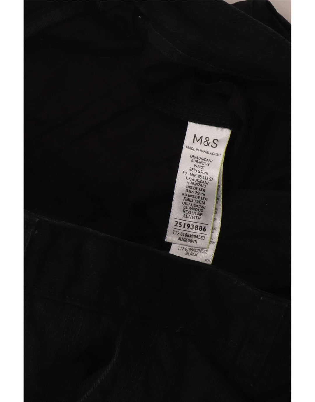 Мужские прямые брюки-карго Marks & Spencer W38 L31, черные, хлопковые