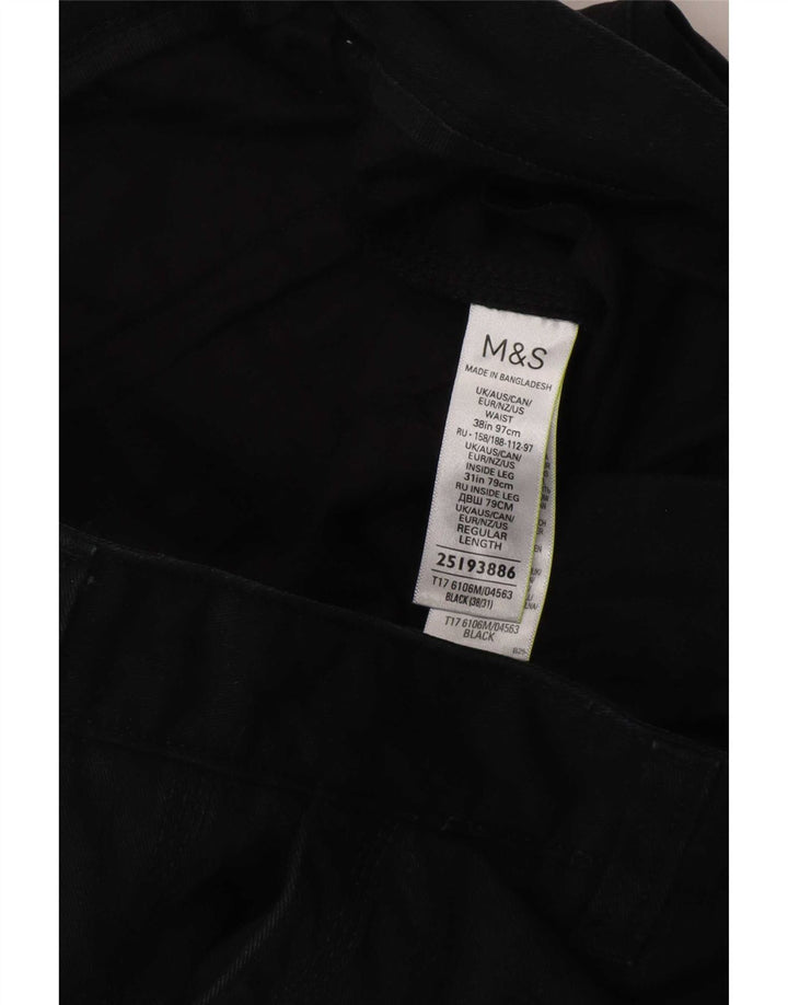 Мужские прямые брюки-карго Marks & Spencer W38 L31, черные, хлопковые