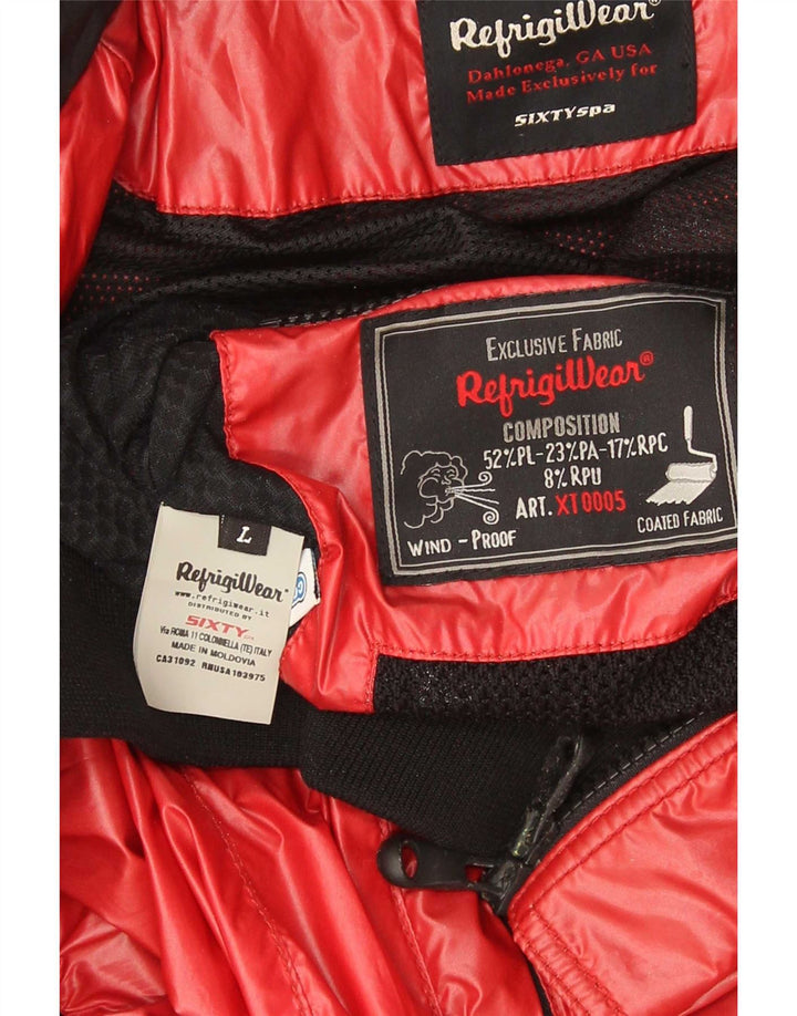 Мужская куртка-бомбер Refrigiwear Sixty Spa UK 40, большая красная с цветными блоками
