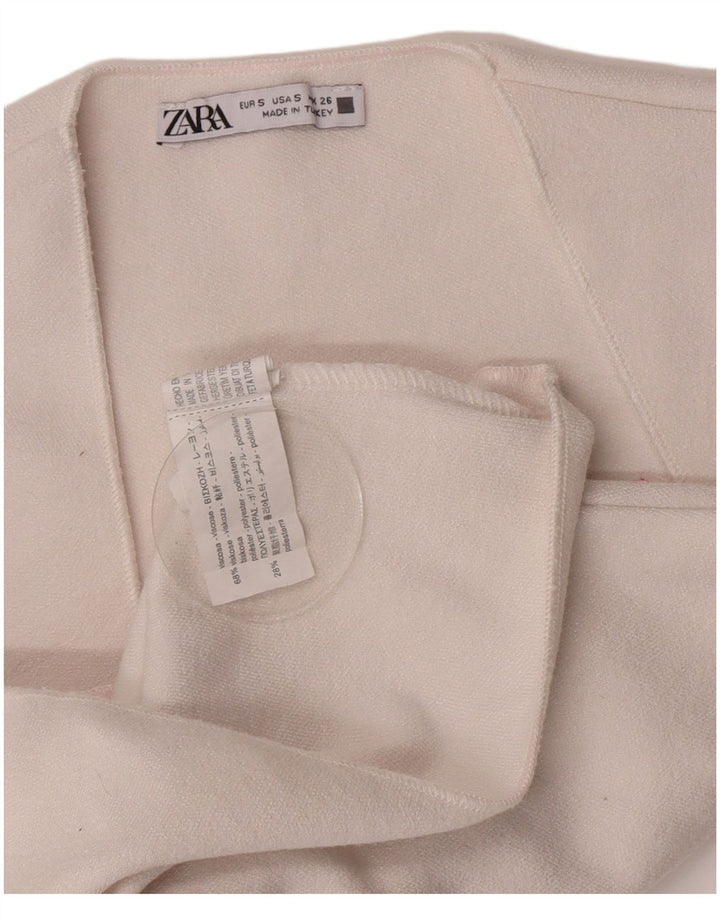 Женская укороченная блузка без рукавов Zara UK 8, маленькая белая вискоза