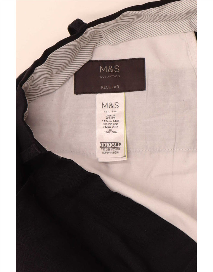 Мужские костюмные брюки классического кроя Marks & Spencer W44 L27 темно-синие из полиэстера