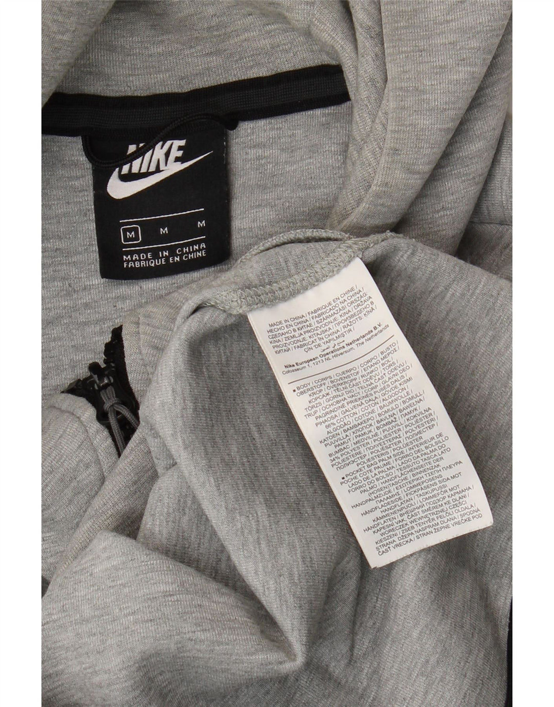Мужской свитер с капюшоном на молнии Nike среднего серого цвета, хлопок
