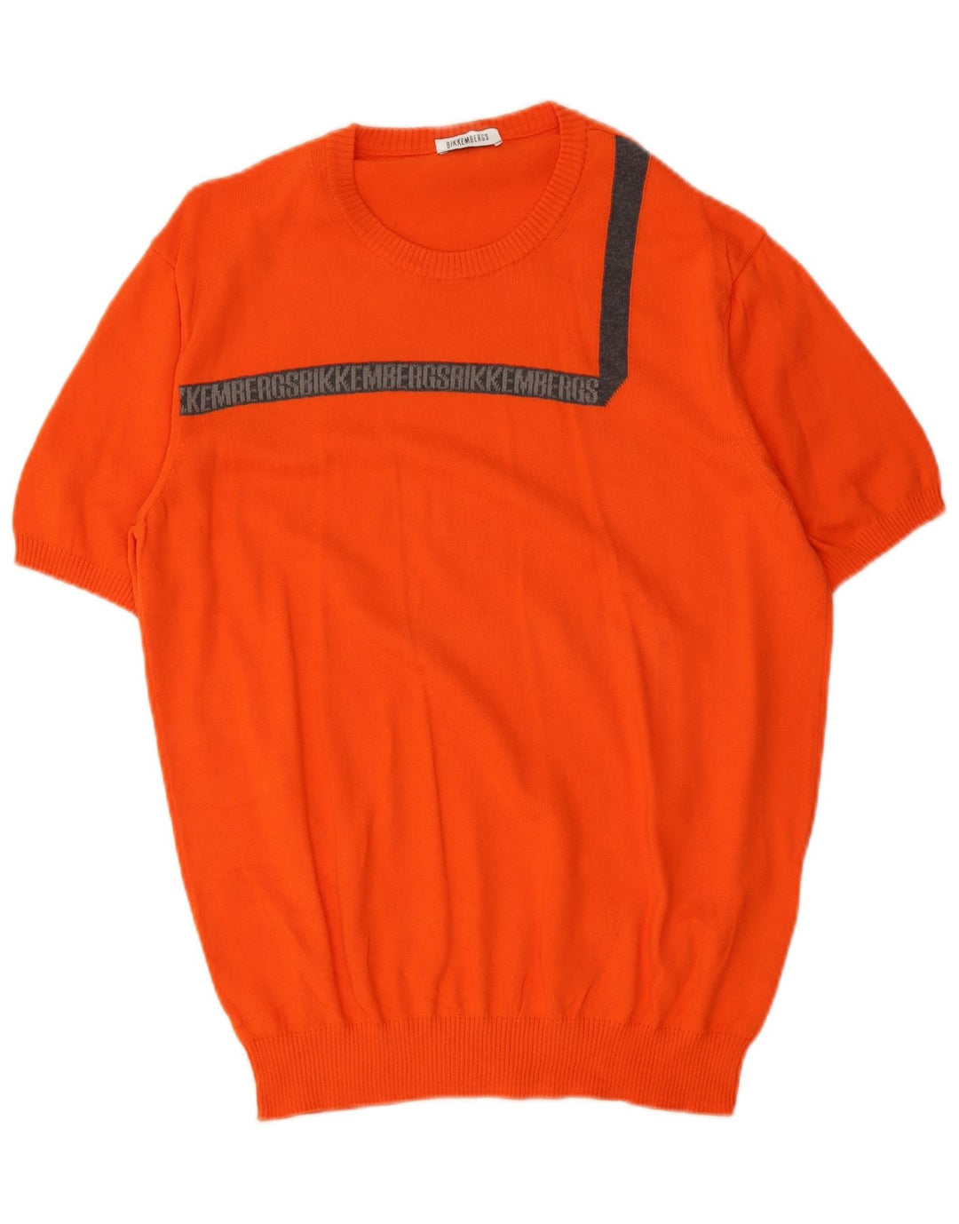 Мужской джемпер с круглым вырезом Bikkembergs, большой оранжевый хлопковый свитер