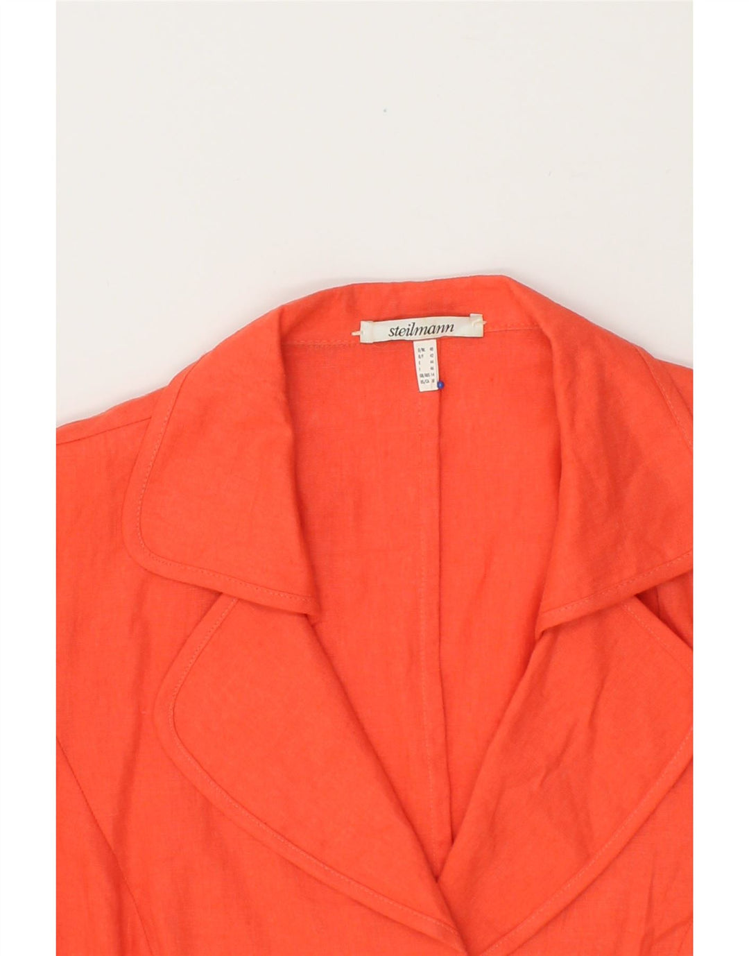 VINTAGE Womens 3 Button 3 Button Blazer Jacket UK 14 Medium  Orange Linen Vintage Vintage and Second-Hand Vintage from Messina Hembry 