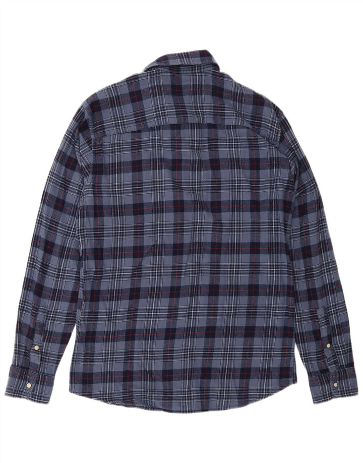 Мужская фланелевая рубашка Jack & Jones среднего размера, темно-синяя клетка, хлопок