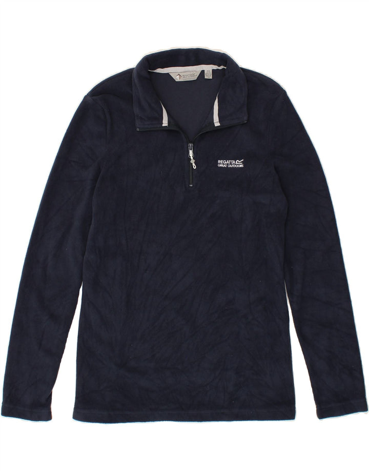 REGATTA Womens Zip Neck Fleece Jumper UK 8 Small Navy Blue Polyester Vintage Regatta and Second-Hand Regatta from Messina Hembry 