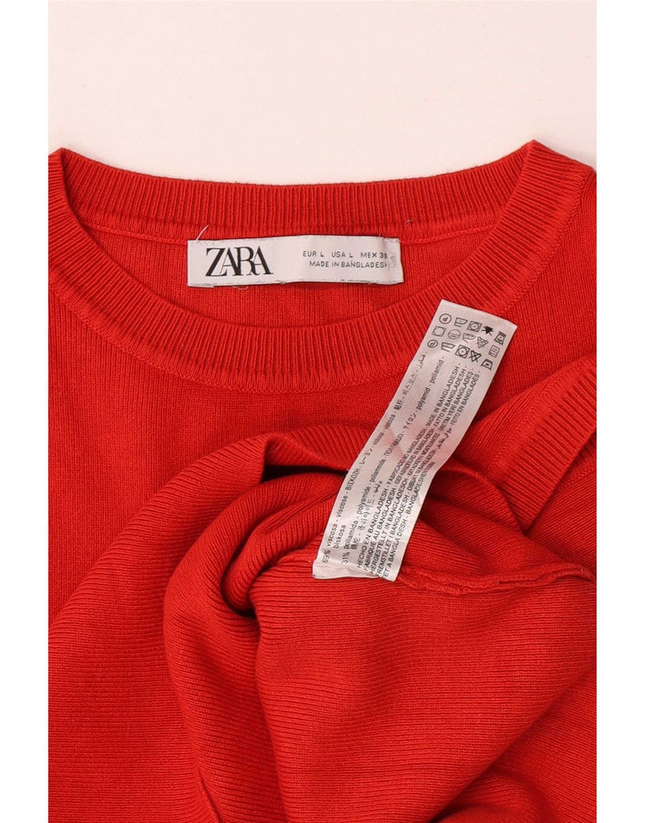 Женский укороченный жилет Zara UK 14, большой красный, вискоза