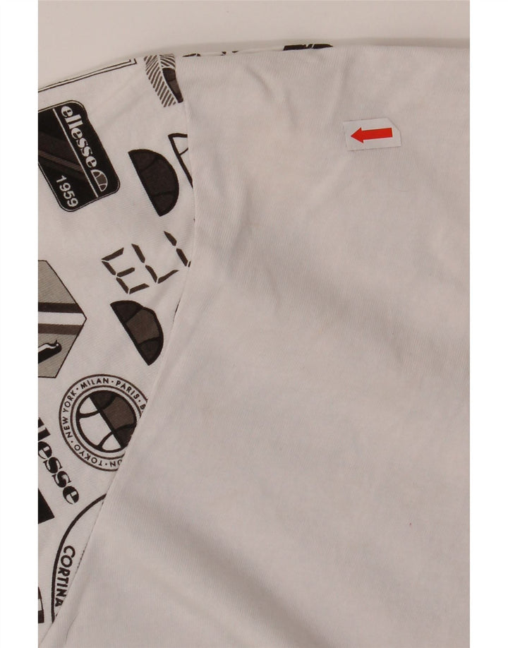 ELLESSE Mens Graphic T-Shirt Top Medium White Cotton Vintage Ellesse and Second-Hand Ellesse from Messina Hembry 