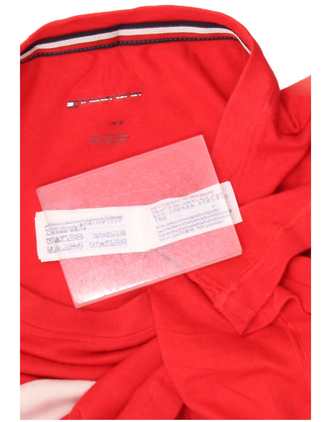 TOMMY HILFIGER Мужская футболка с рисунком Верх среднего красного цвета из хлопка с цветными блоками