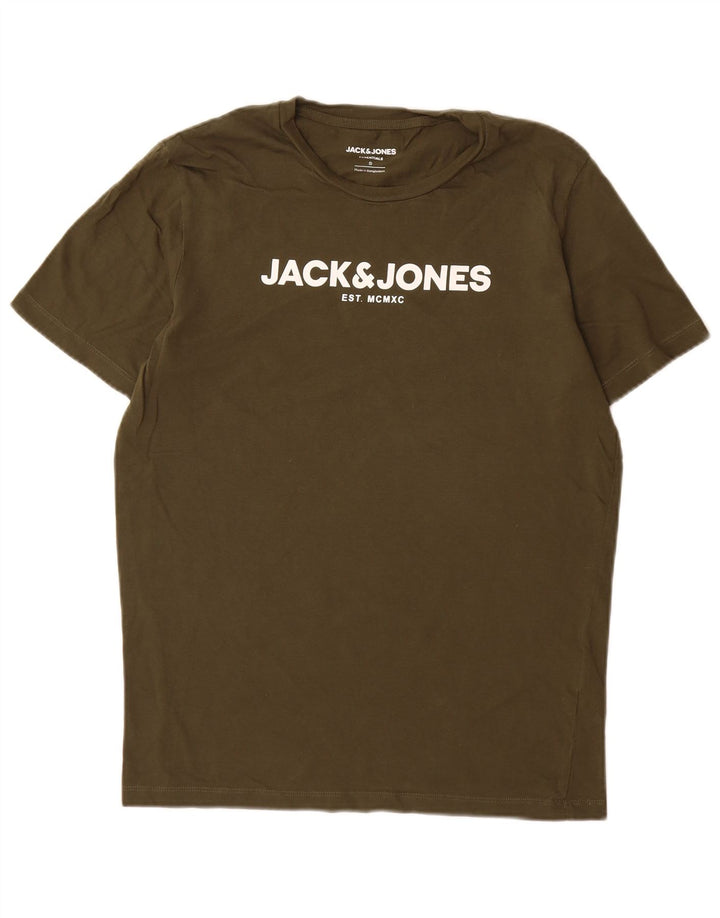 Мужская футболка с рисунком Jack & Jones, маленький размер, цвет хаки, хлопок