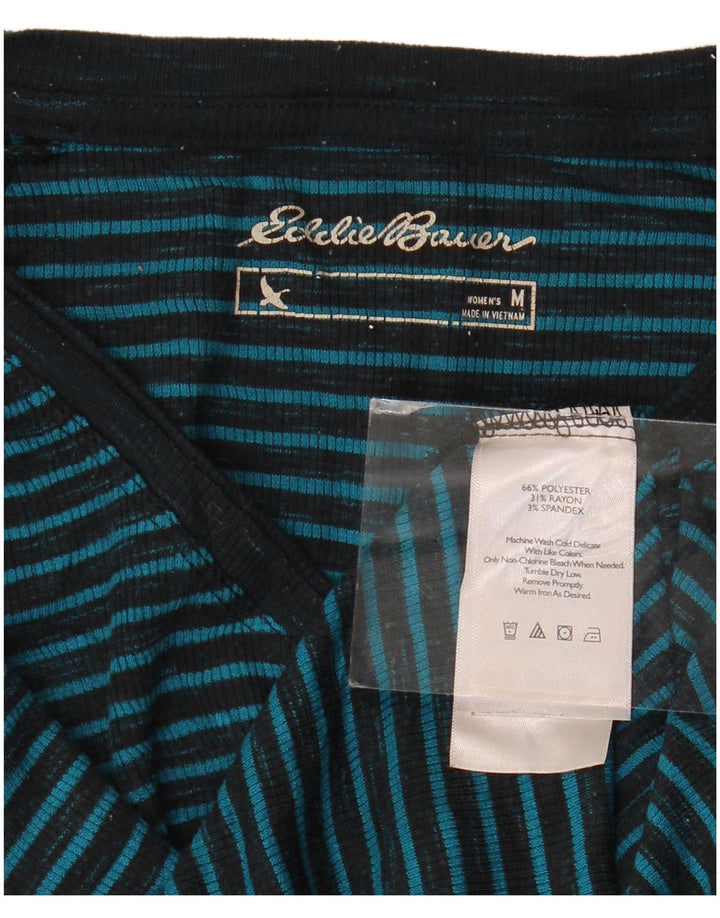 EDDIE BAUER Женский топ с длинным рукавом UK 14, средний синий в полоску, полиэстер