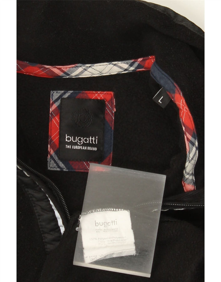 Мужской флисовый джемпер Bugatti с воротником на молнии, большой черный, полиэстер