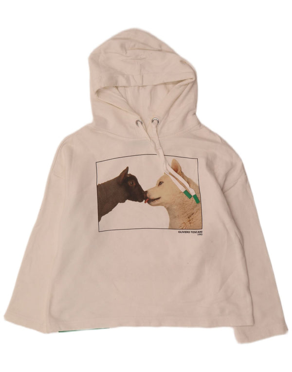 Женский джемпер с капюшоном BENETTON UK 14, средний, белый