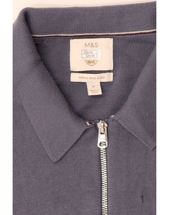 Мужской кардиган-свитер Marks & Spencer XL синий из мериносовой шерсти