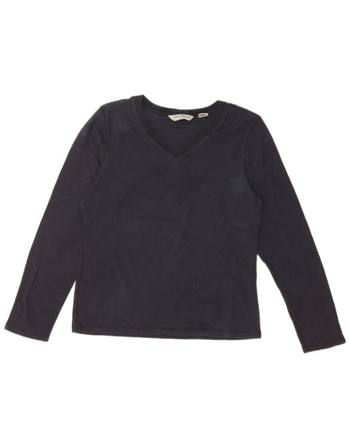 EDDIE BAUER Женский топ с длинным рукавом UK 14, средний черный хлопок