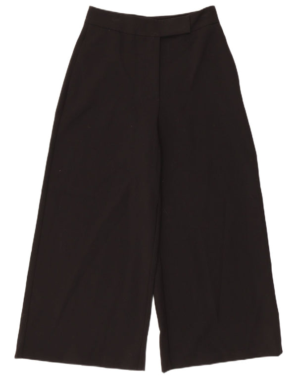 Zara Женские укороченные брюки с высокой талией и широкими штанинами, маленькие W26 L23, черные