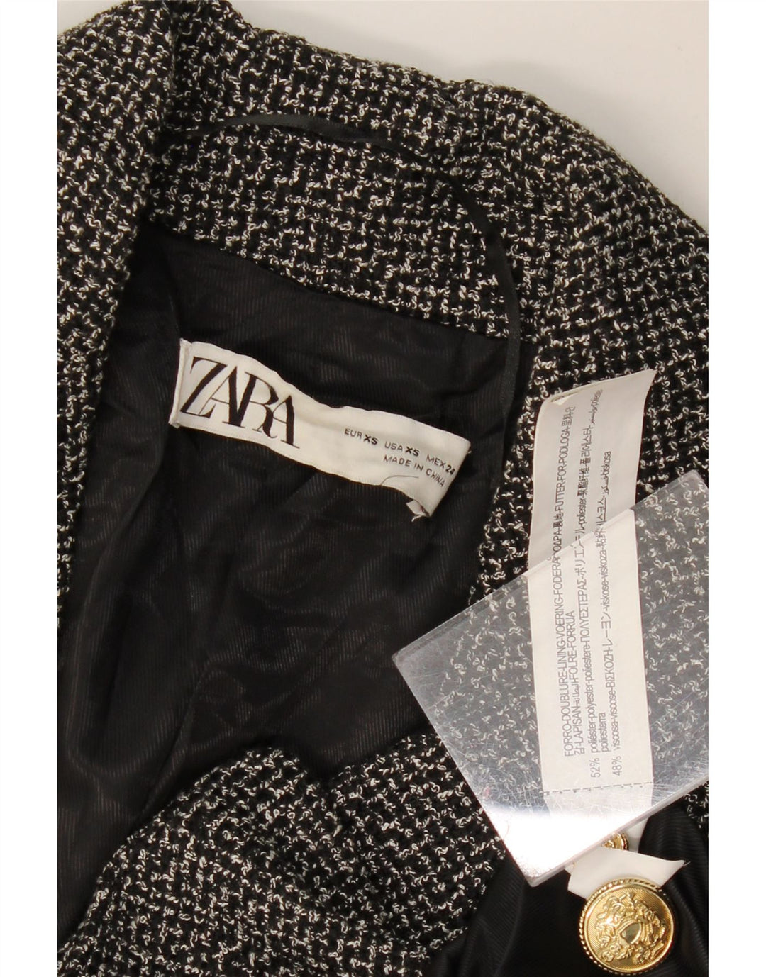 Женский двубортный пиджак ZARA UK 6 XS, серый полиэстер
