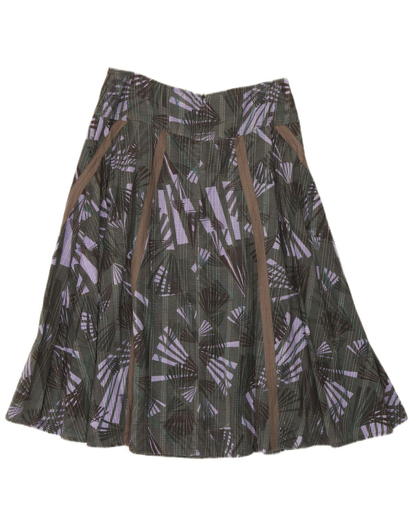 Fat Face Womens A-Line Skirt UK 12 Medium W32 Green Geometric Cotton