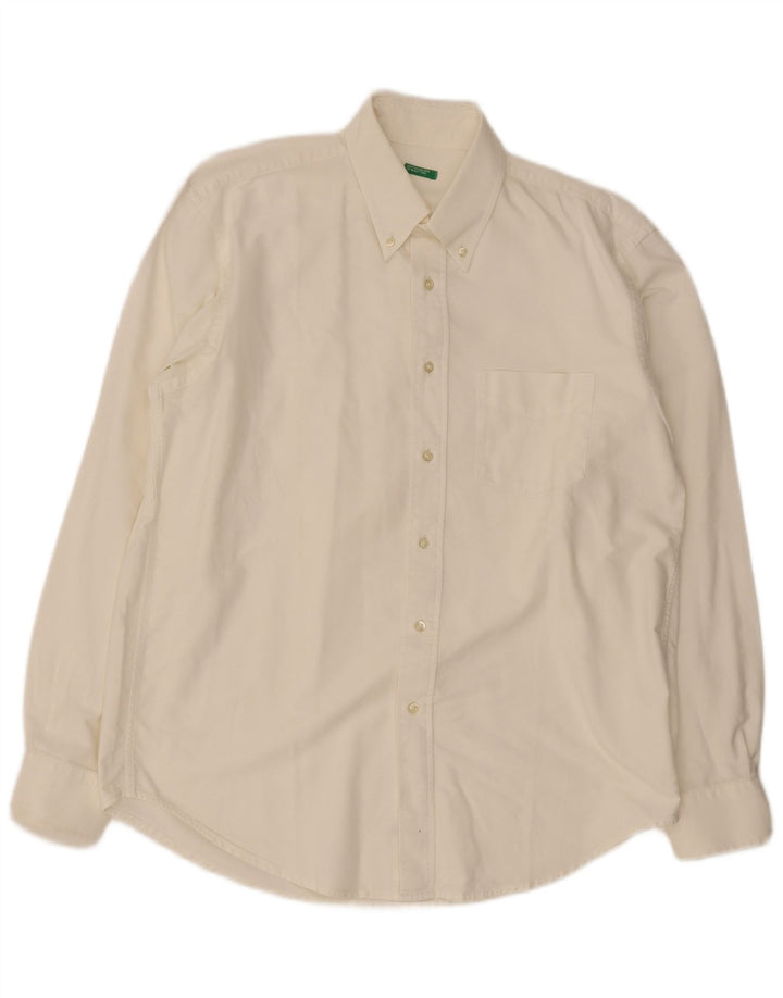 Мужская рубашка Benetton, большая белая, хлопок