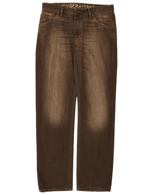 Мужские прямые джинсы Gant W34 L34, коричневые, хлопковые
