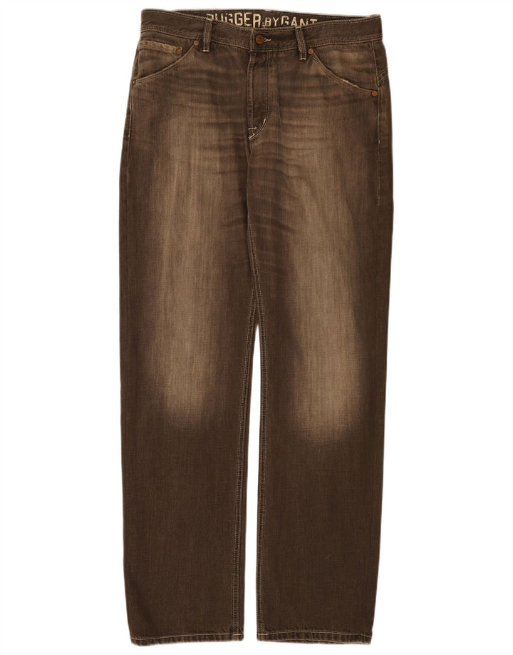 Мужские прямые джинсы Gant W34 L34, коричневые, хлопковые