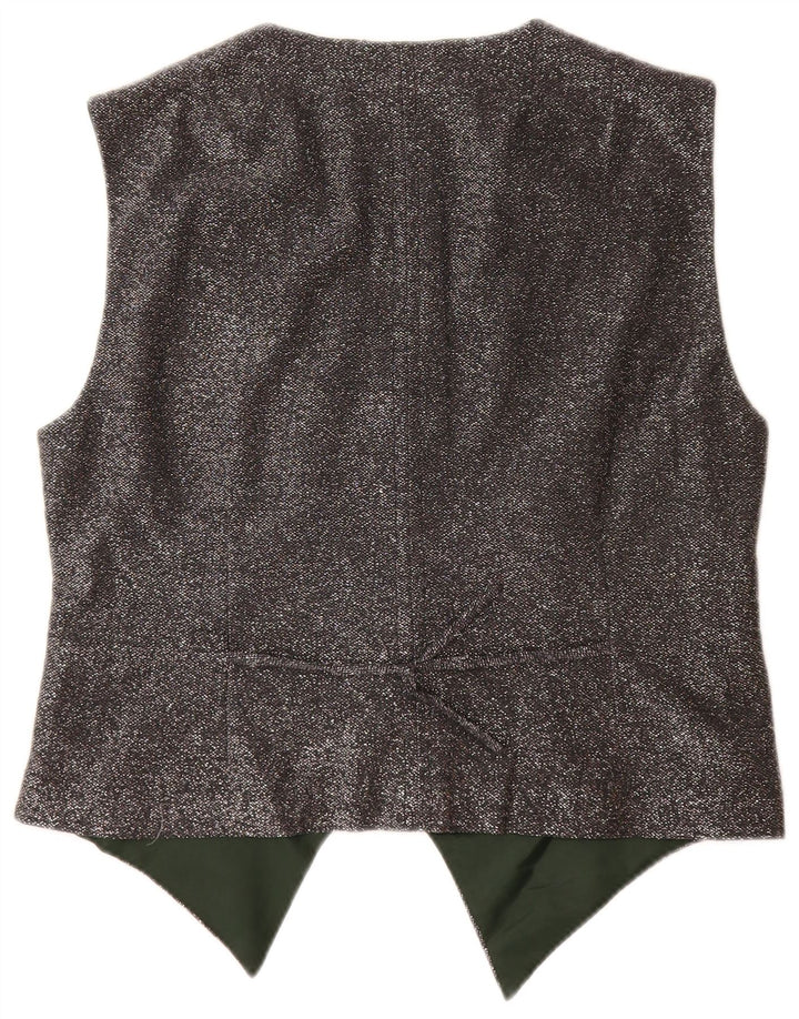 ВИНТАЖНЫЙ женский жилет UK 12, средний серый в крапинку