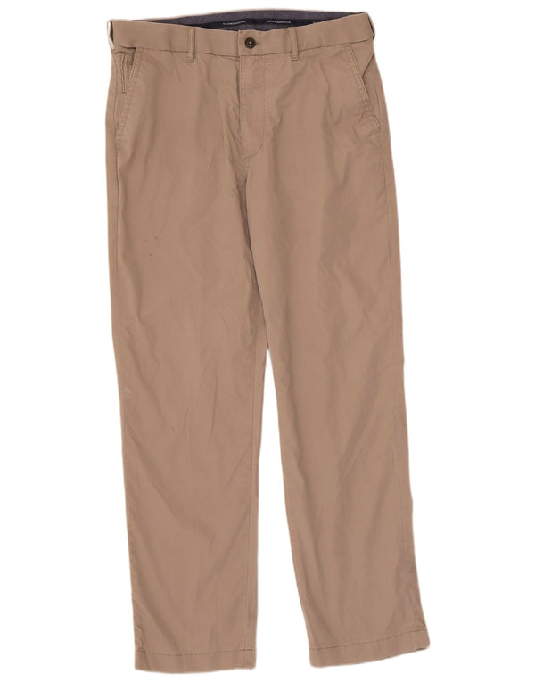 Marks & Spencer Mens Straight Chino Trousers W32 L29 Beige Cotton