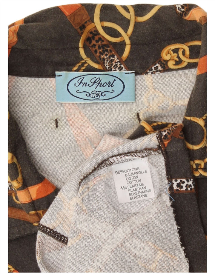 Винтажная женская рубашка UK 14 из хлопка среднего серого цвета