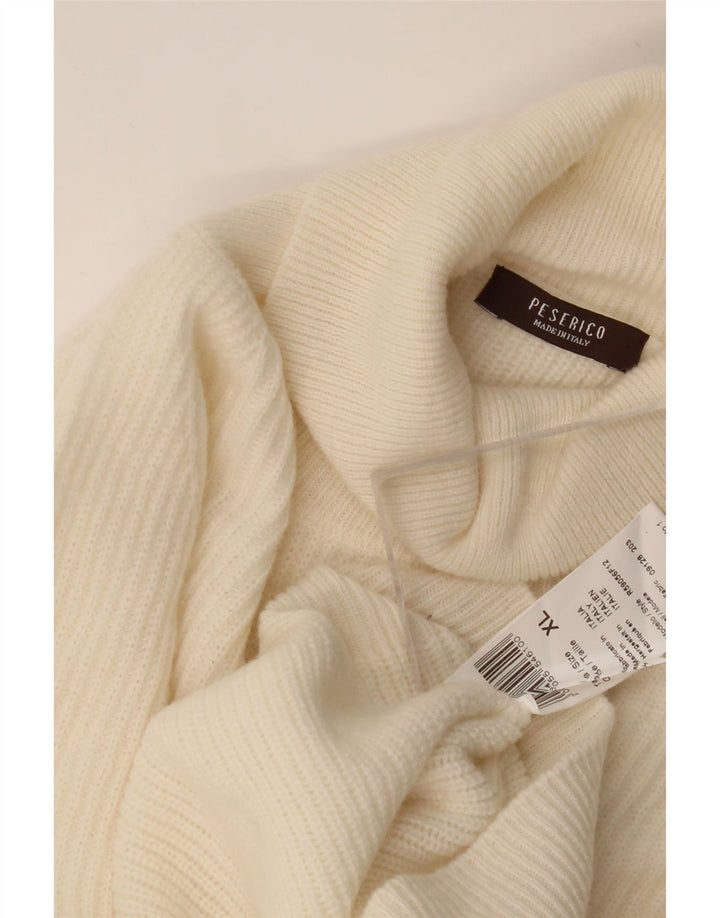 Винтажный мужской джемпер с высоким воротником, свитер XL из белой шерсти