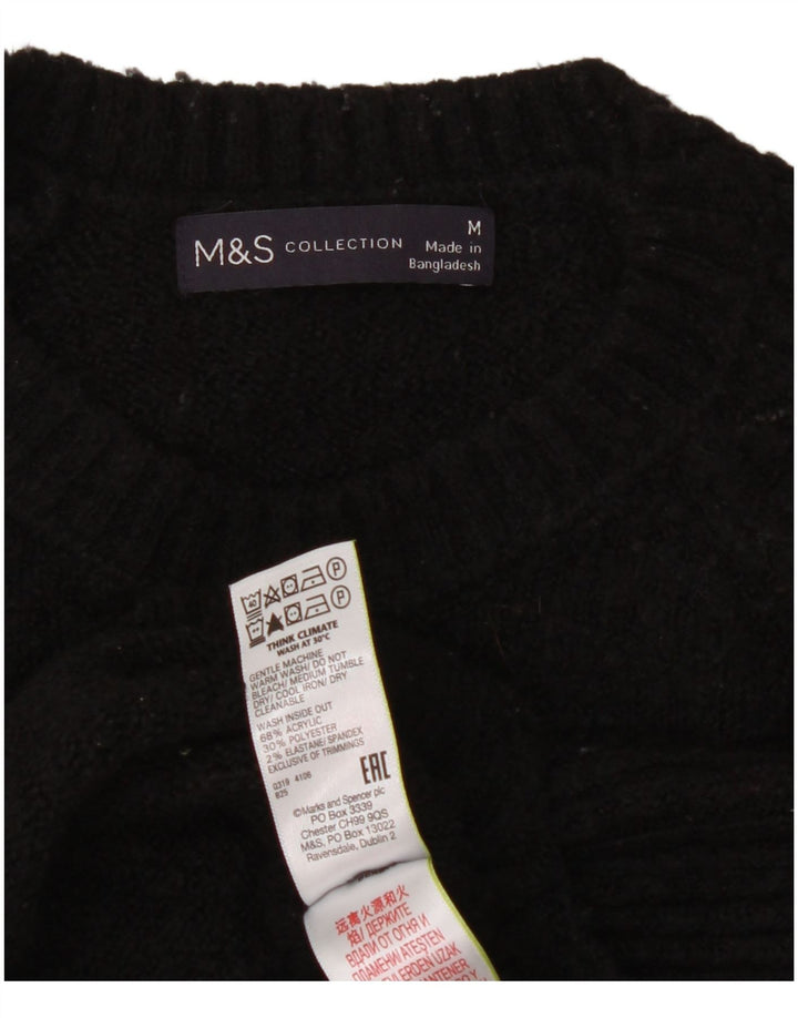 Женский укороченный джемпер с круглым вырезом Marks & Spencer UK 14, средний черный