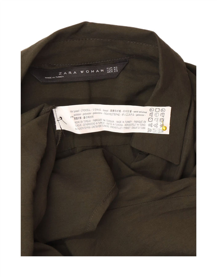 Женская рубашка оверсайз с рукавом 3/4 Zara UK 6 XS хаки из лиоцелла
