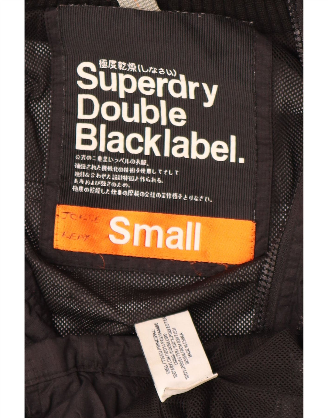 Мужская дождевик с рисунком Superdry UK 36, маленький черный нейлон