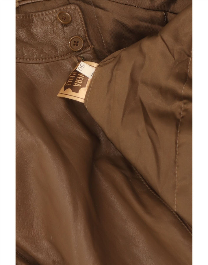 Винтажная мужская кожаная куртка IT 50, большая коричневая кожа