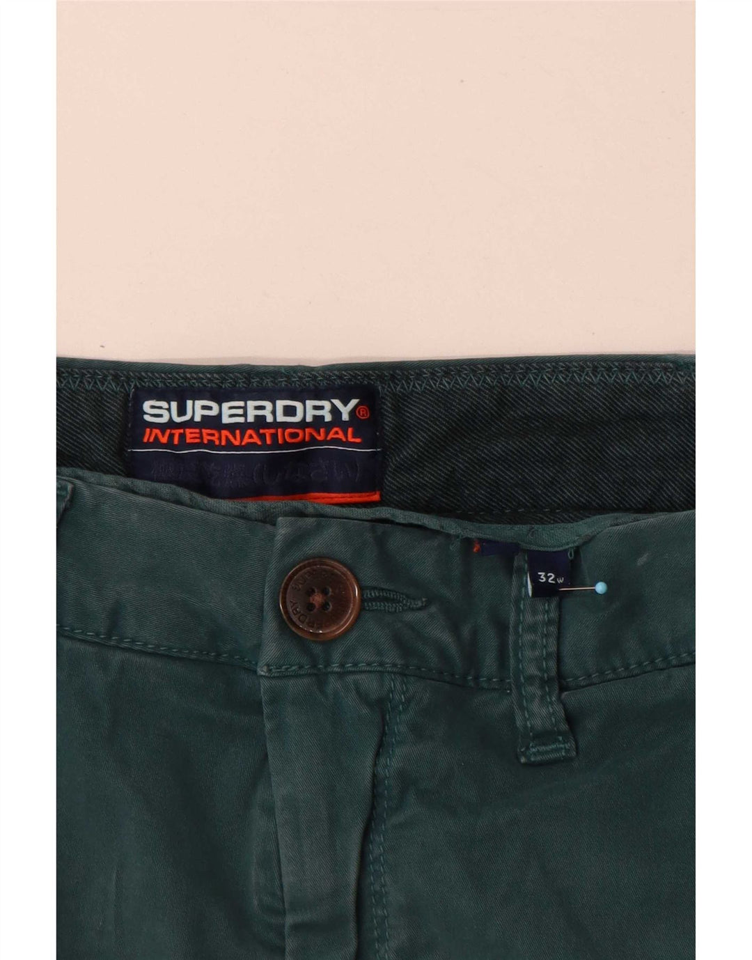 Мужские шорты чинос Superdry Regular W32, хлопок среднего зеленого цвета