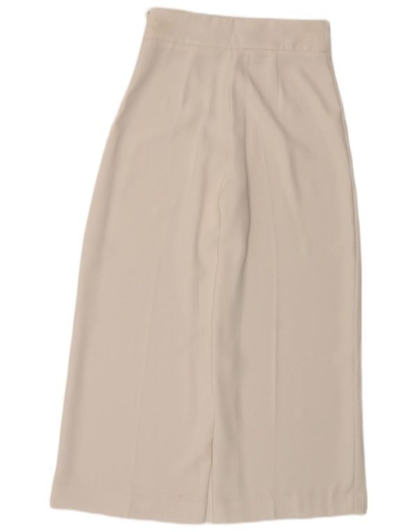 Zara Женские укороченные брюки с высокой талией и широкими штанинами, маленькие W26 L25, белые