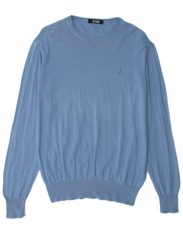 TRUSSARDI Мужской свитер с круглым вырезом IT 52 Большой Синий Хлопок